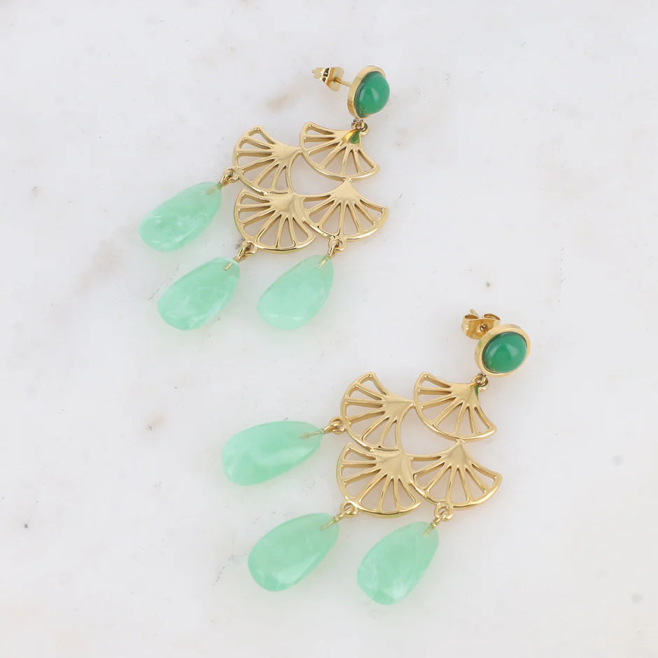 Boucles d'Oreilles Achlé – Acétate & Acier Doré