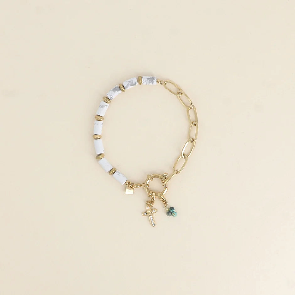 Bracelet AZILAL – Sodalite, Agate Rose, Howlite ou Amazonite Avec ou sans charms