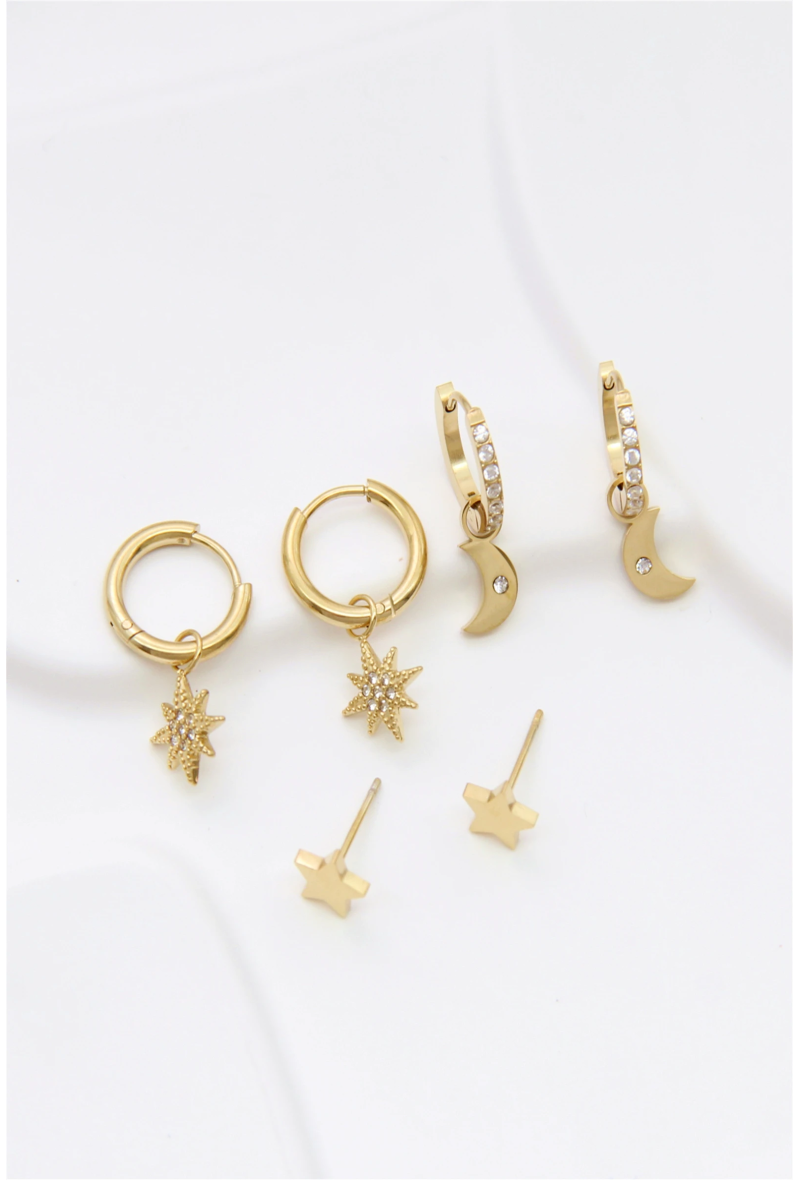 Lot de 3 paires de boucles d'oreilles ANISSA