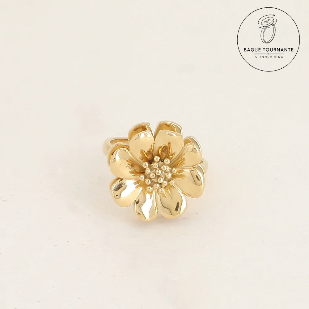 Bague Tournante Christina – Fleur Dorée Anti-Stress