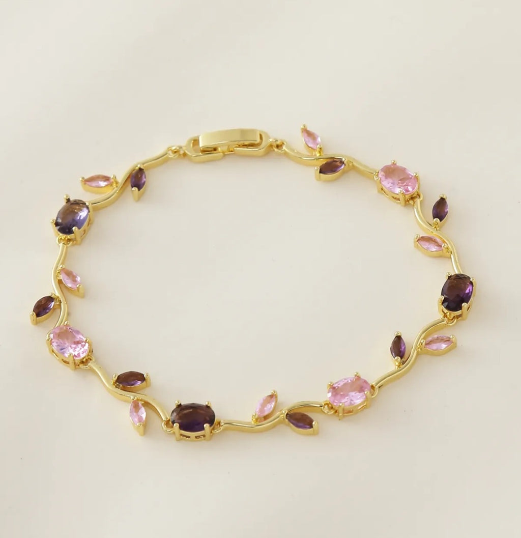 CINDY – Bracelet doré à zircons