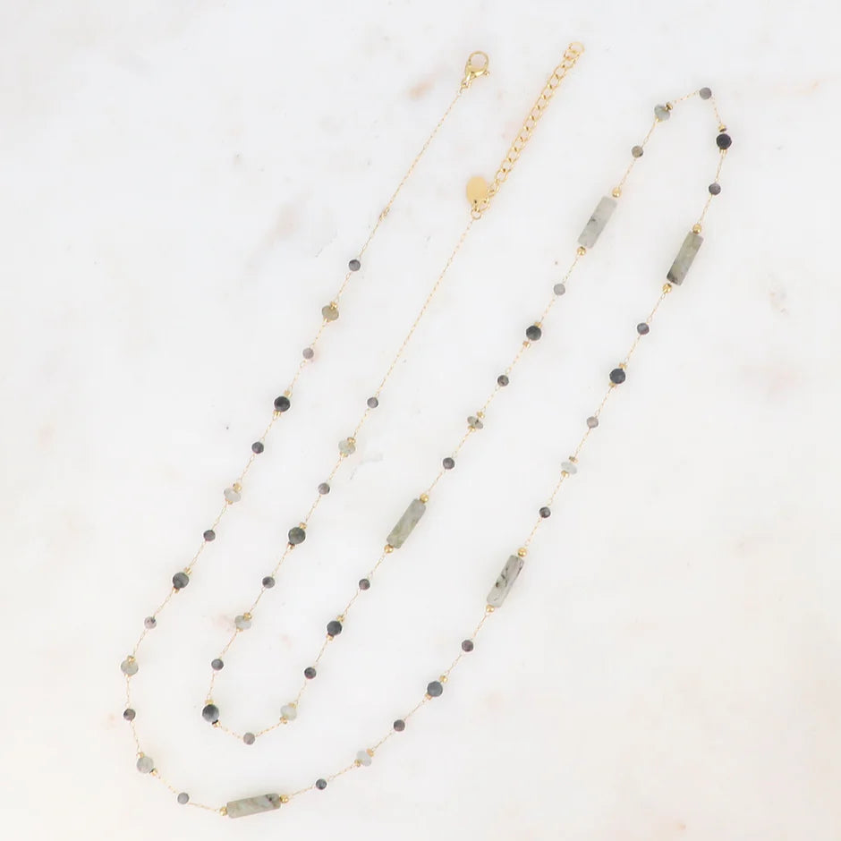 Sautoir LÉNIS Pierres Naturelles Acier Inoxydable Doré | Or et Âme Bijoux