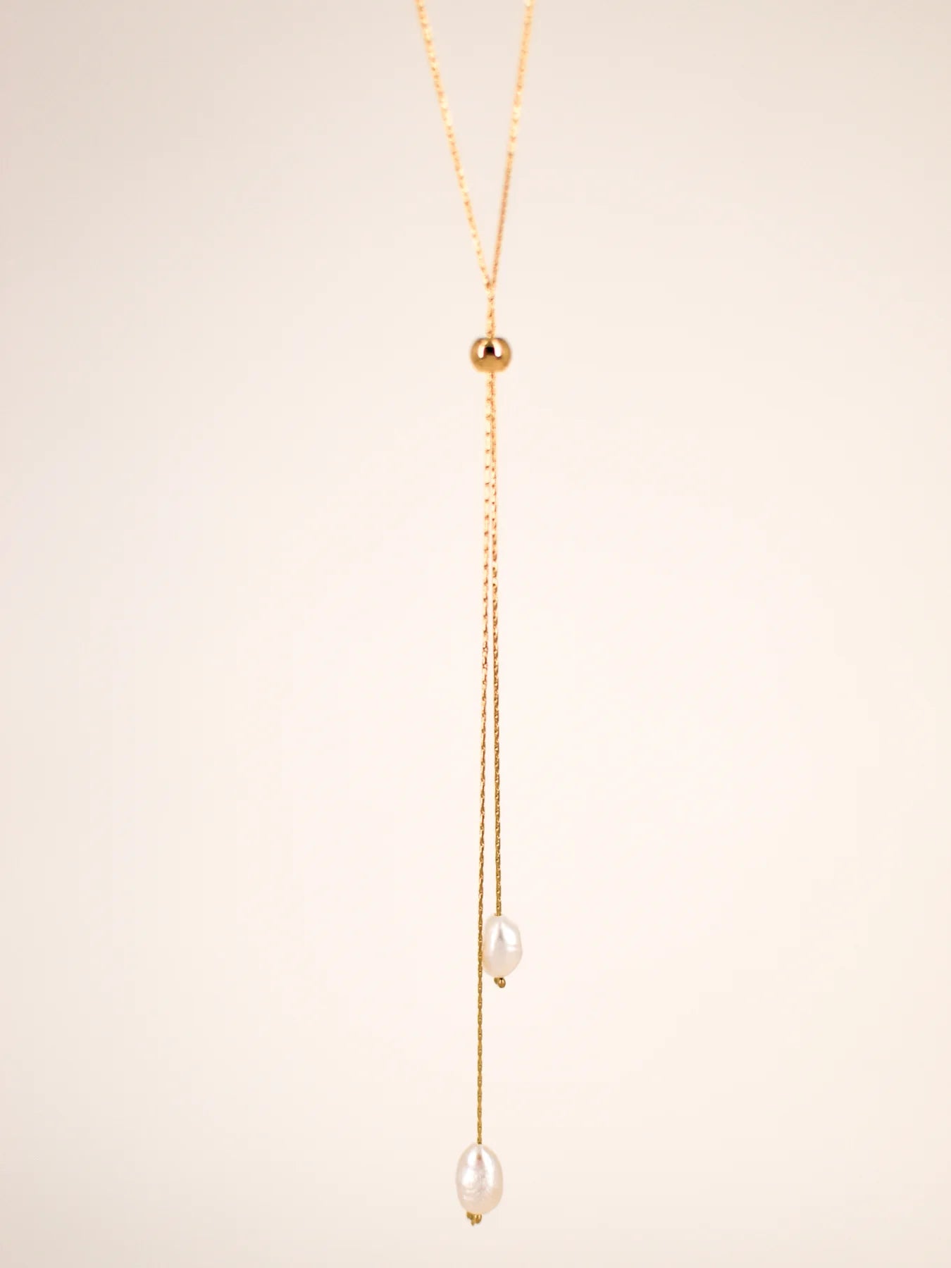 Collier DARCY Long Y Perles d'Eau Douce Acier Inoxydable Doré | Or et Âme Bijoux