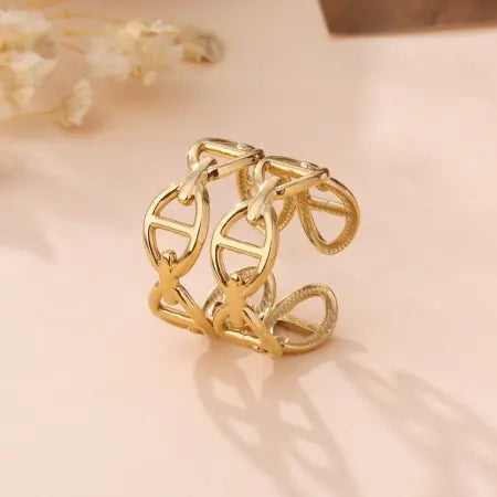 Bague ADISON - Grains de Café Dorés - Design Original & Élégant
