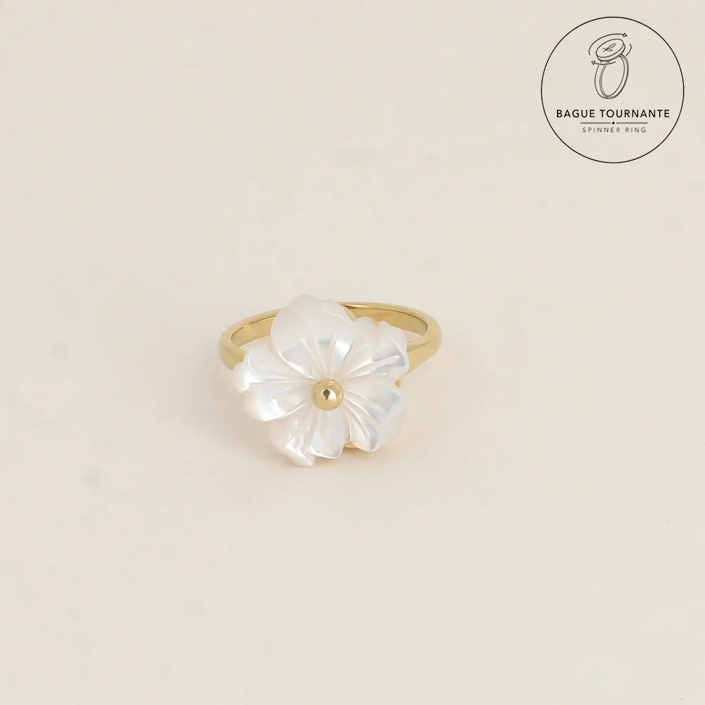 Bague Tournante Elina – Fleur de Nacre Anti-Stress