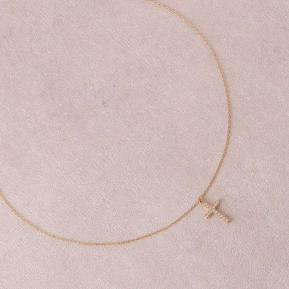 Collier Elo – Croix Zirconium Acier Inoxydable