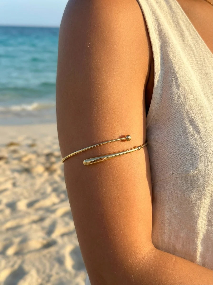Emael - Bracelet de Bras Ouvert - Inspiration Goutte de Pluie - Ajustable