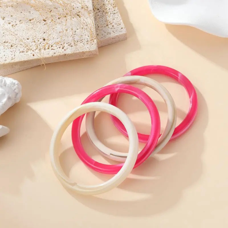 Bracelet ESTINE - Jonc Résine Coloré - Vert, Rose ou Fushia - 6,5cm
