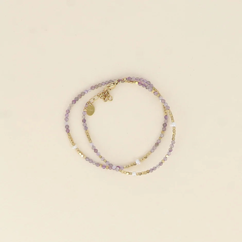 Bracelet Galice – 2 Tours Pierres Naturelles & Perles d'Eau Douce