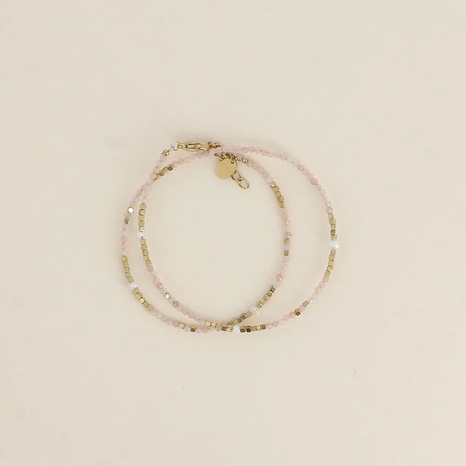 Bracelet Galice – 2 Tours Pierres Naturelles & Perles d'Eau Douce