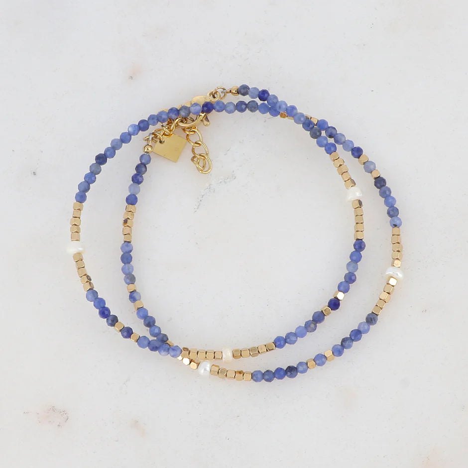 Bracelet Galice – 2 Tours Pierres Naturelles & Perles d'Eau Douce