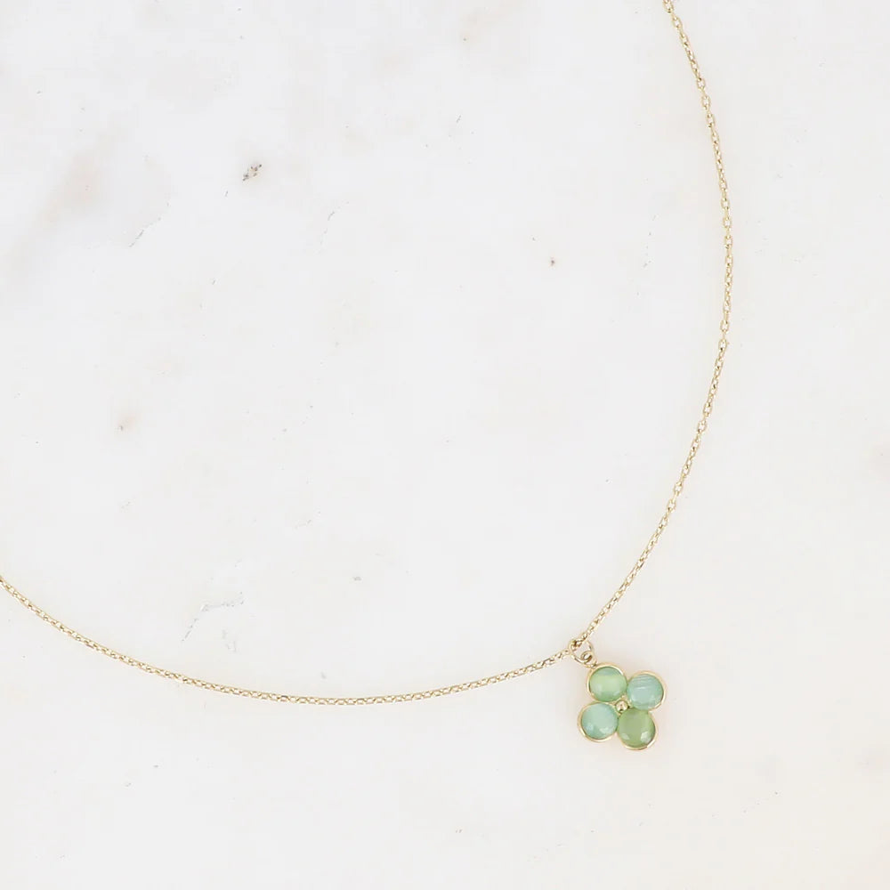 Collier Lina – Trèfle Œil de Chat