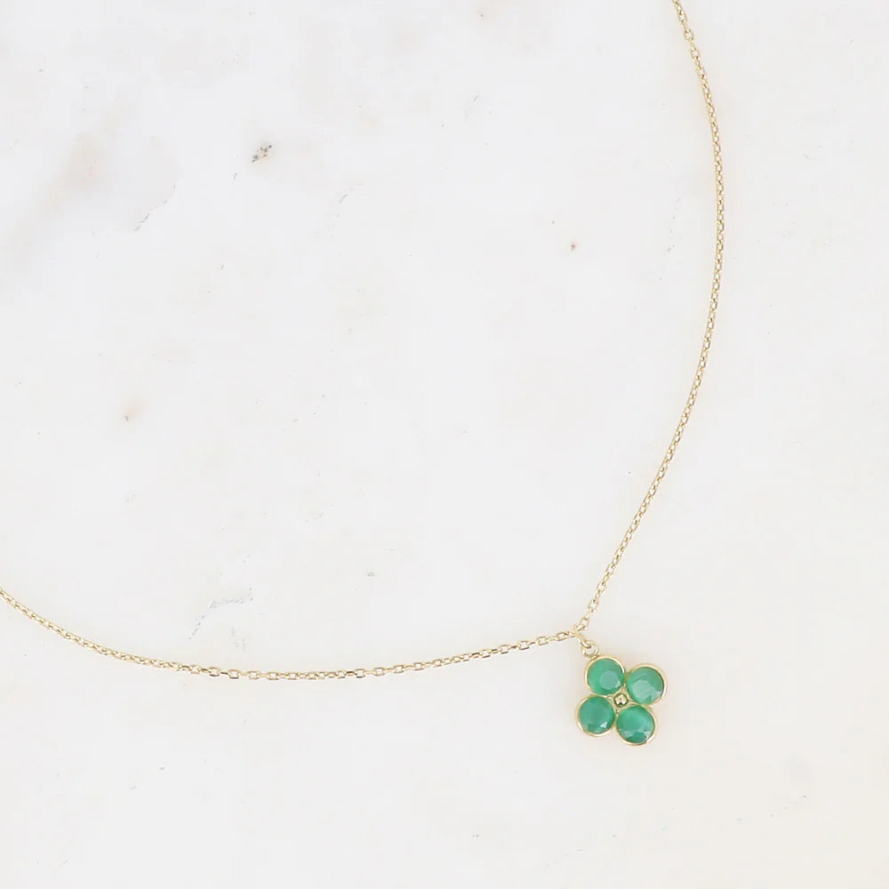 Collier Lina – Trèfle Œil de Chat