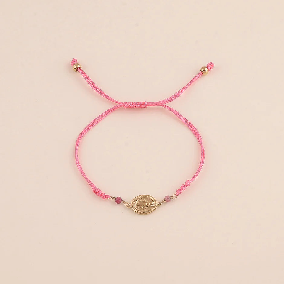 Bracelet Madone en agate rose fuchsia et agate blanche