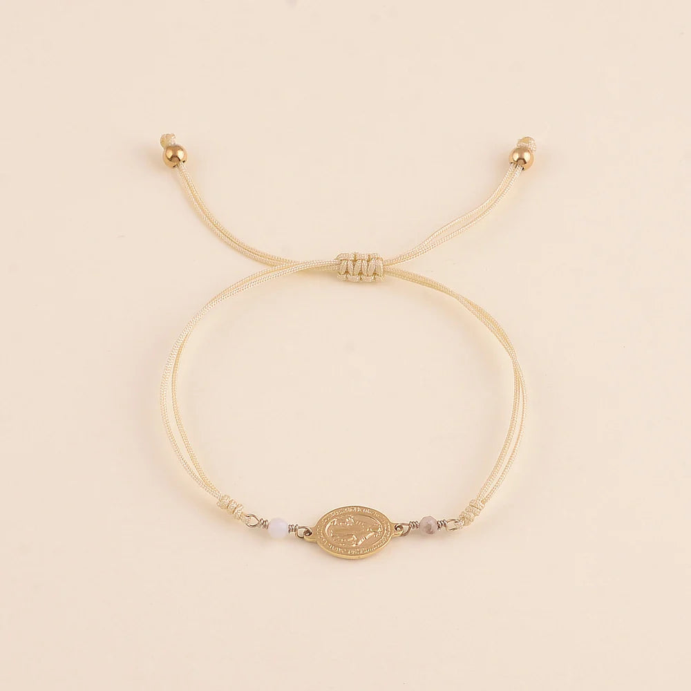 Bracelet Madone en agate rose fuchsia et agate blanche