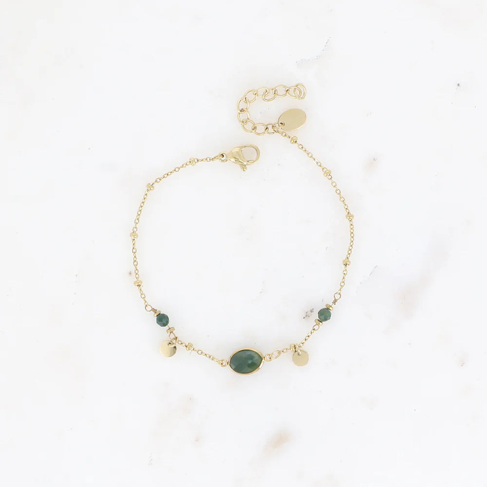 Bracelet Maurine – Pierre Naturelle & Sequins Dorés