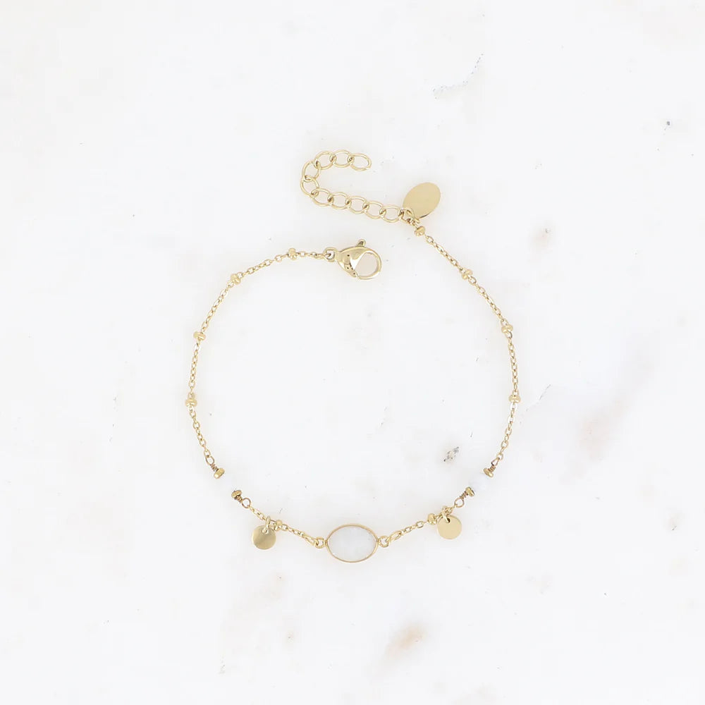 Bracelet Maurine – Pierre Naturelle & Sequins Dorés
