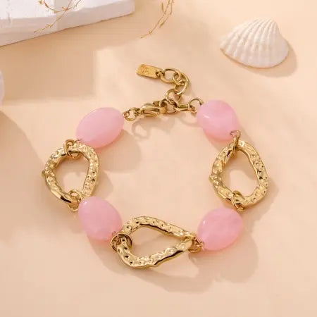 Bracelet MELINDA - Perles Résine & Maillons Dorés - Élégance Colorée
