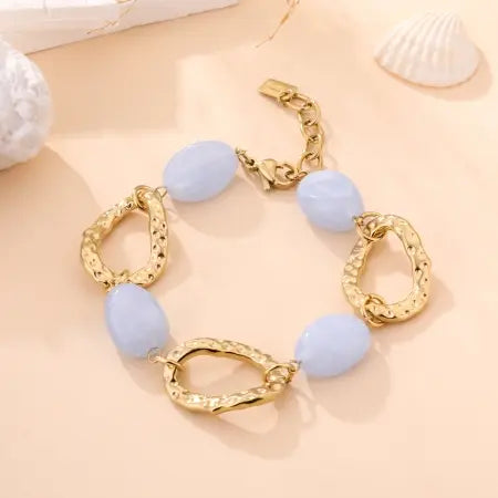 Bracelet MELINDA - Perles Résine & Maillons Dorés - Élégance Colorée