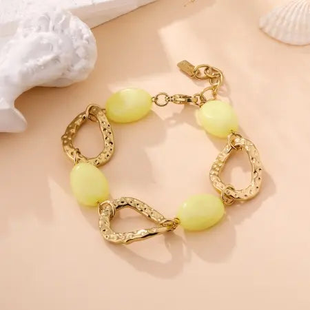 Bracelet MELINDA - Perles Résine & Maillons Dorés - Élégance Colorée