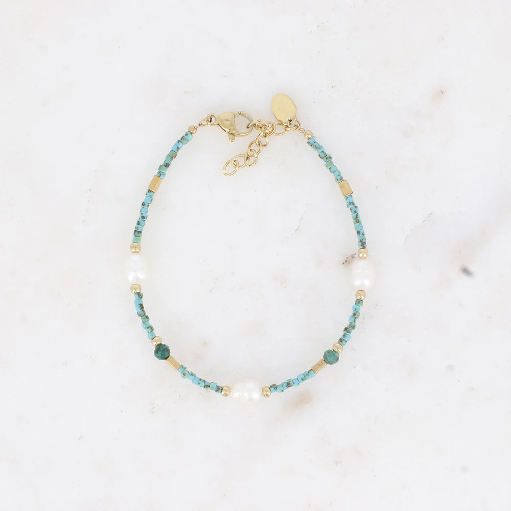 Bracelet LOLA | Perles d'Eau Douce & Pierres Naturelles | Or et Âme Bijoux