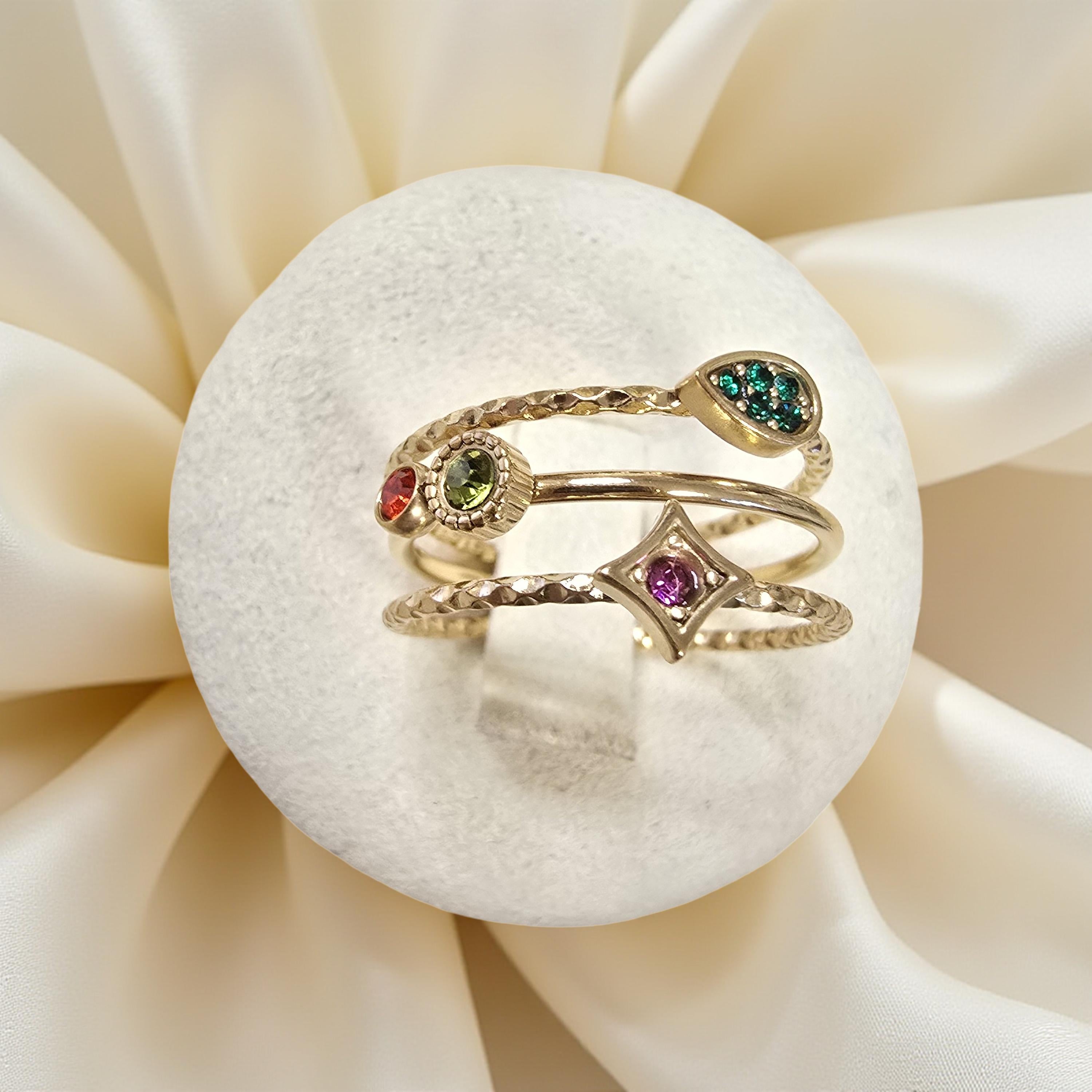 Bague PERLA Réglable Oxyde de Zirconium Acier Inoxydable Doré | Or et Âme Bijoux