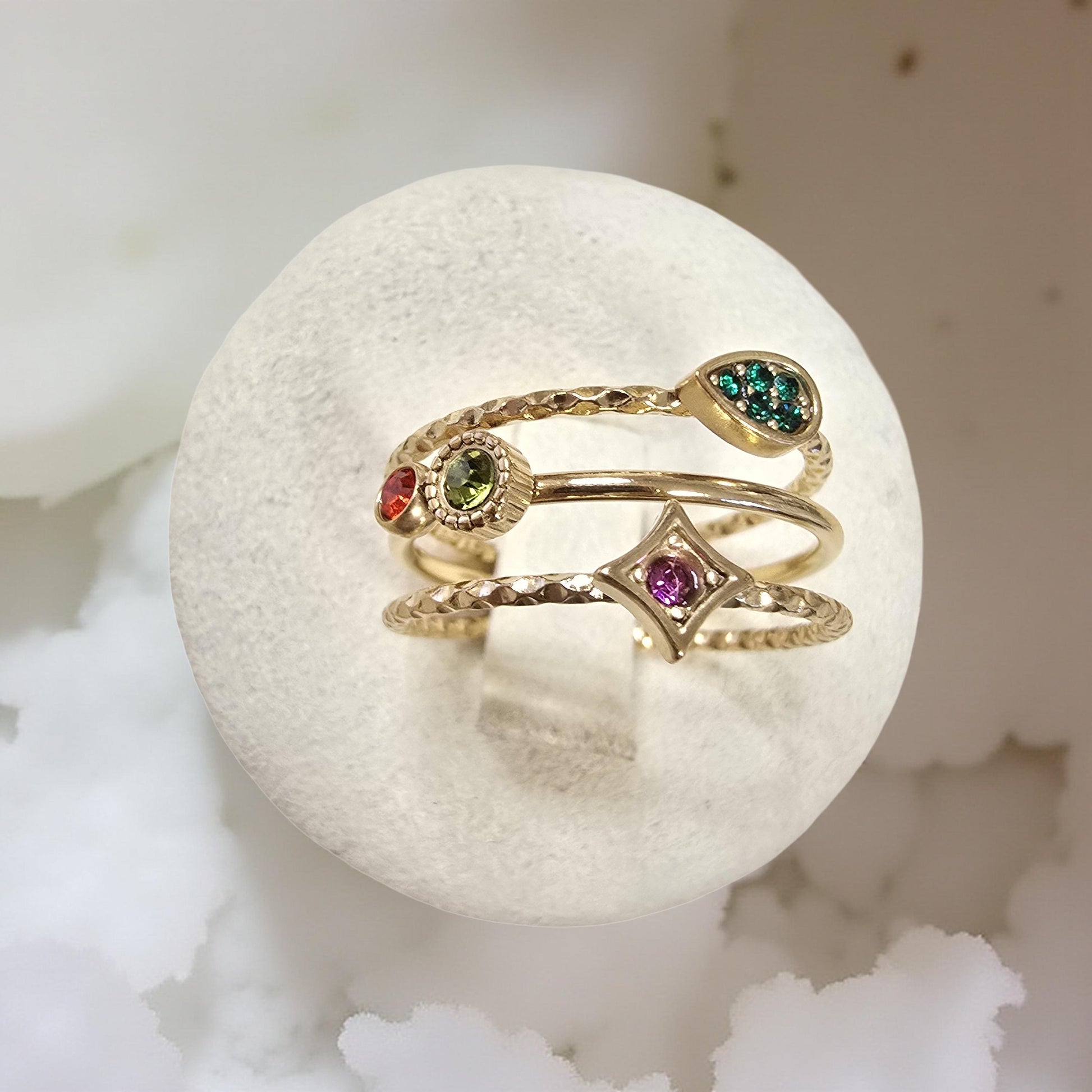 Bague PERLA Réglable Oxyde de Zirconium Acier Inoxydable Doré | Or et Âme Bijoux