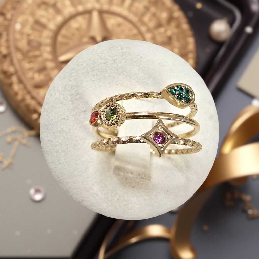 Bague PERLA Réglable Oxyde de Zirconium Acier Inoxydable Doré | Or et Âme Bijoux