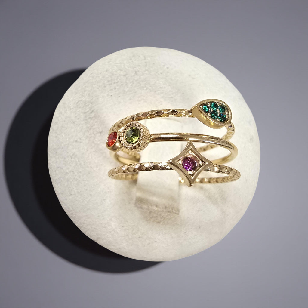 Bague PERLA Réglable Oxyde de Zirconium Acier Inoxydable Doré | Or et Âme Bijoux