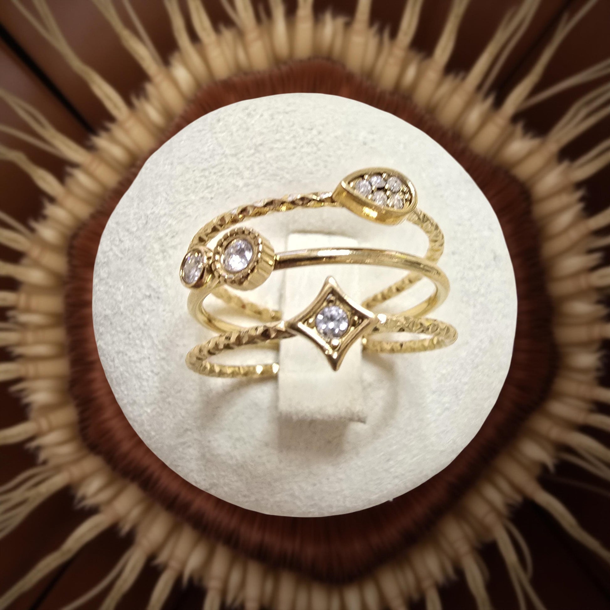 Bague PERLA Réglable Oxyde de Zirconium Acier Inoxydable Doré | Or et Âme Bijoux