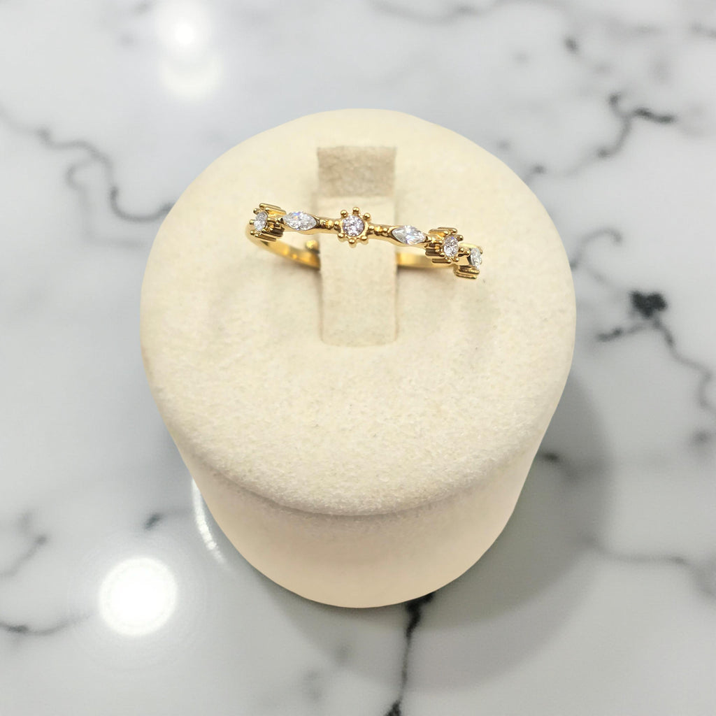 Bague Aloha - Fine Dorée Zirconiums Scintillants - Or et Âme-Bijoux