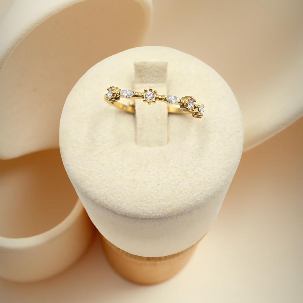 Bague Aloha - Fine Dorée Zirconiums Scintillants - Or et Âme-Bijoux