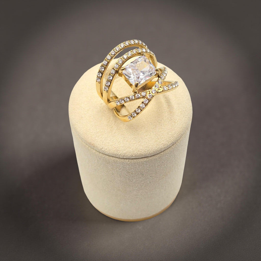 Bague Mahina - 4 Rangs Zirconiums Dorée - Brillance Diamant | Or et Âme Bijoux
