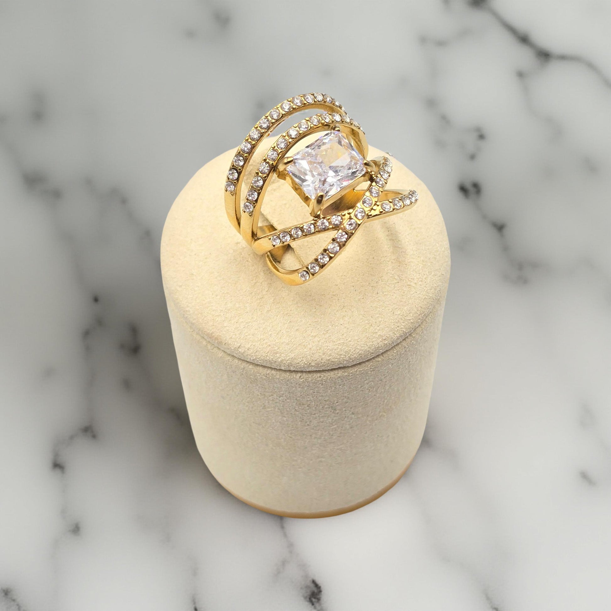 Bague Mahina - 4 Rangs Zirconiums Dorée - Brillance Diamant | Or et Âme Bijoux