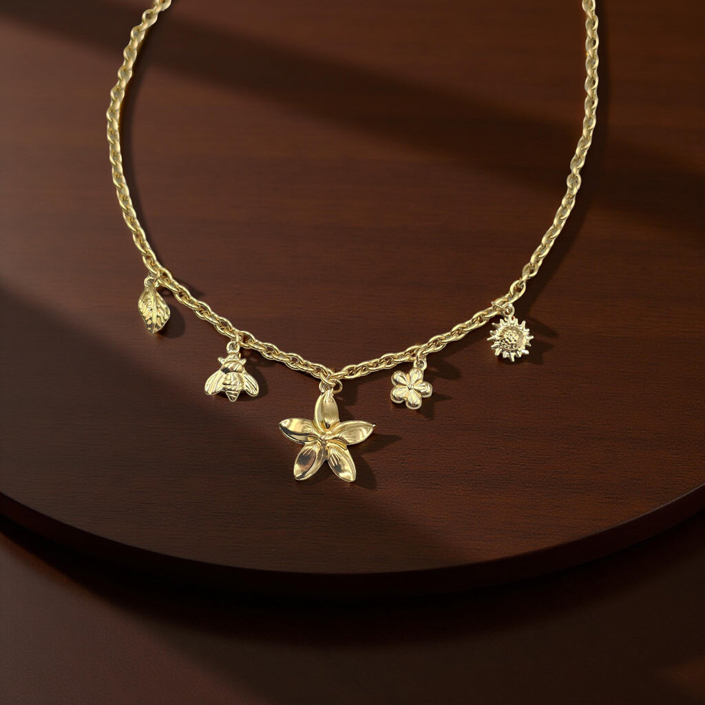 Collier ANYA Chaîne Dorée 5 Pendants Délicats - Or et Âme-Bijoux