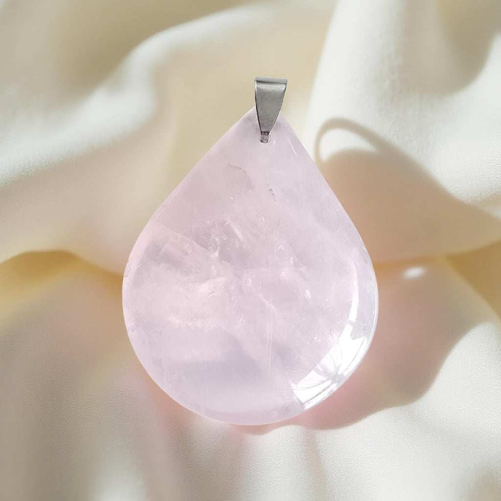 Pendentif Goutte Quartz Rose - Pierre d'Amour & Douceur | Or et Âme Bijoux