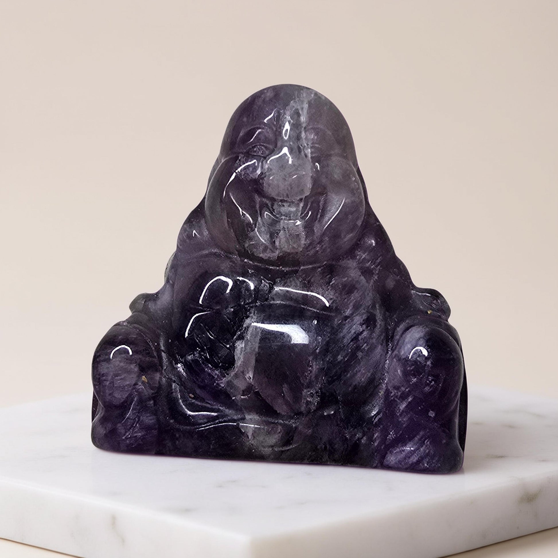 Statuette Bouddha Rieur 4cm - Quartz Rose ou Améthyste