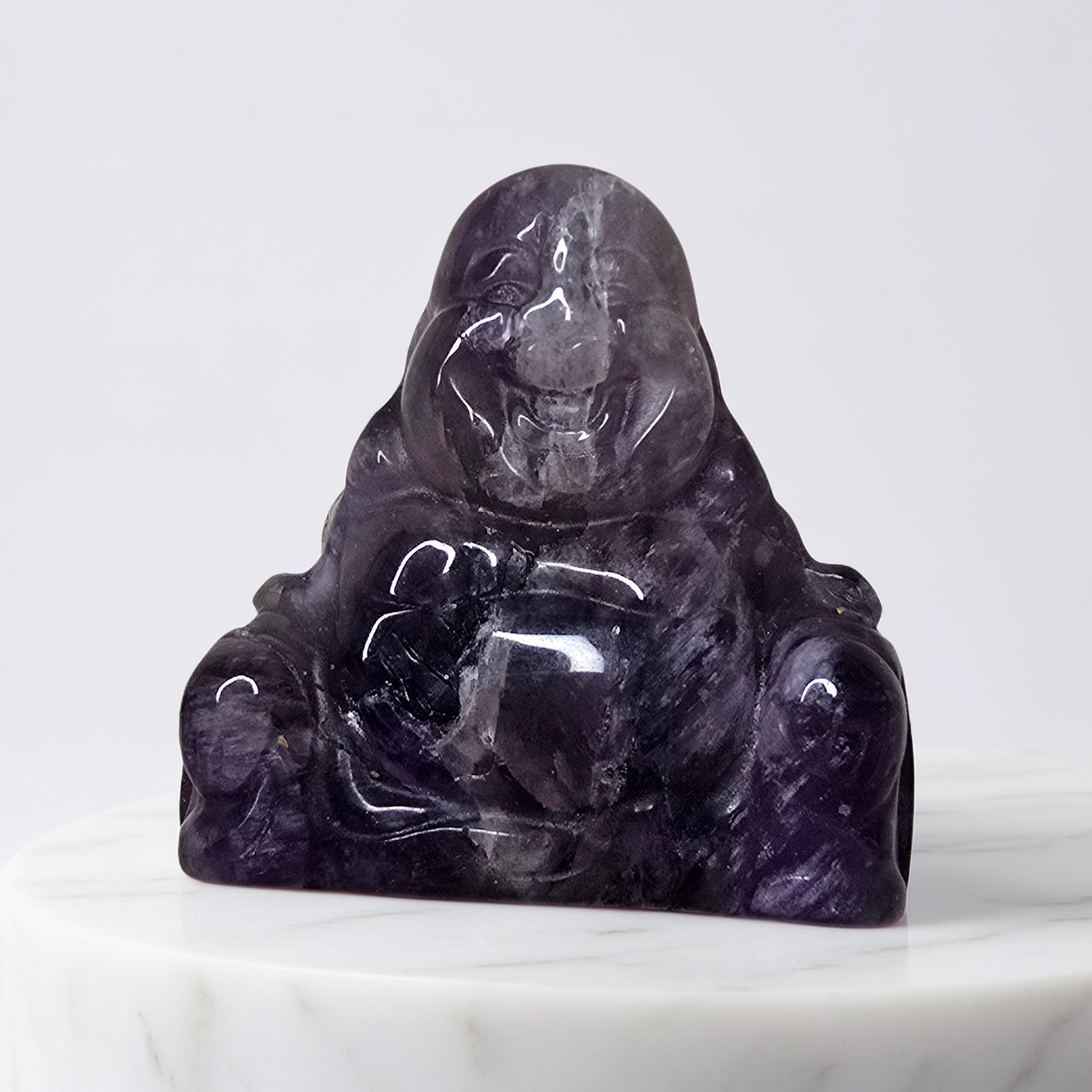 Statuette Bouddha Rieur 4cm - Quartz Rose ou Améthyste