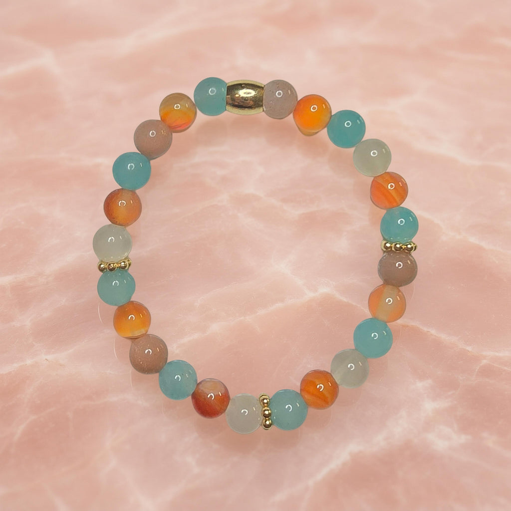 Bracelet Lithothérapie Anti-Ballonnements – Amazonite, Cornaline & Pierre de Lune