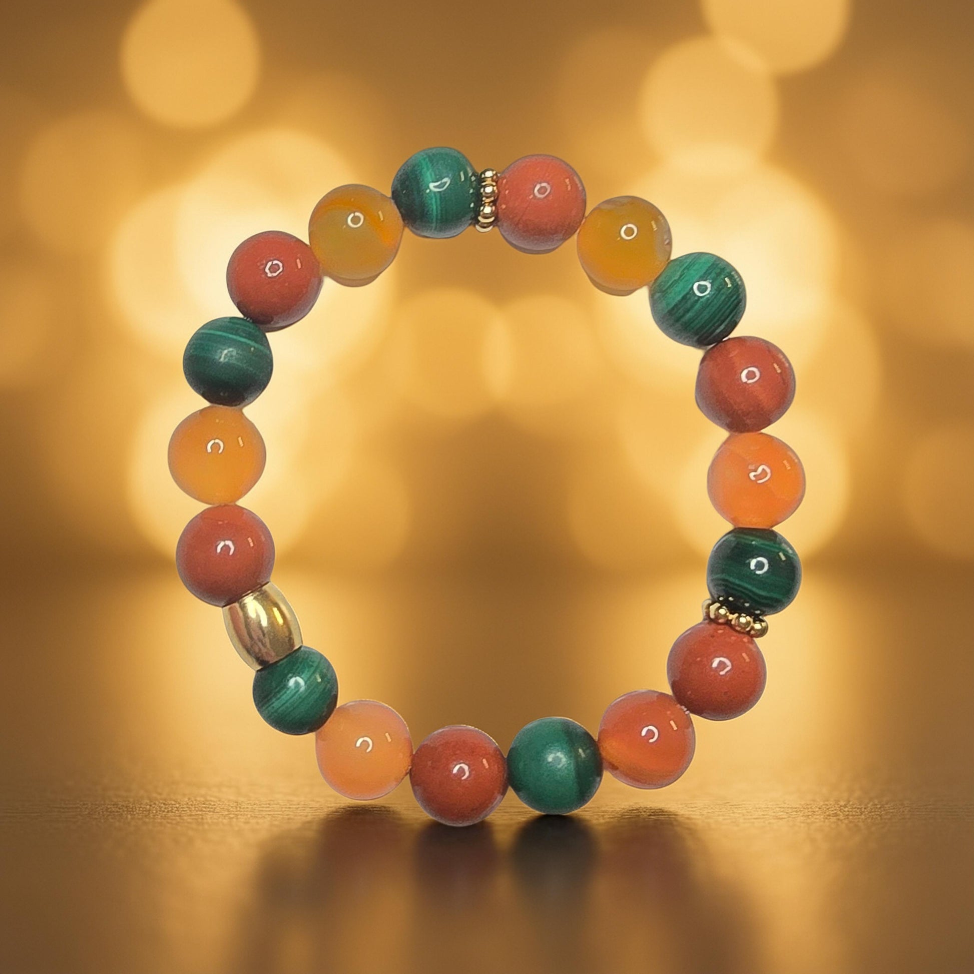 Bracelet Lithothérapie Digestion Paresseuse – Cornaline, Jaspe Rouge & Malachite