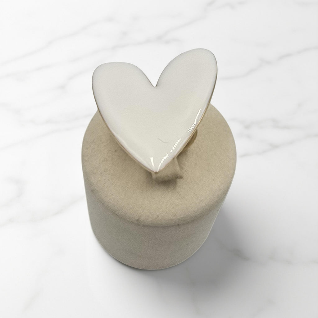 Bague LOLY Grand Cœur Dorée Émail Ajustable Acier Inoxydable | Or et Âme Bijoux