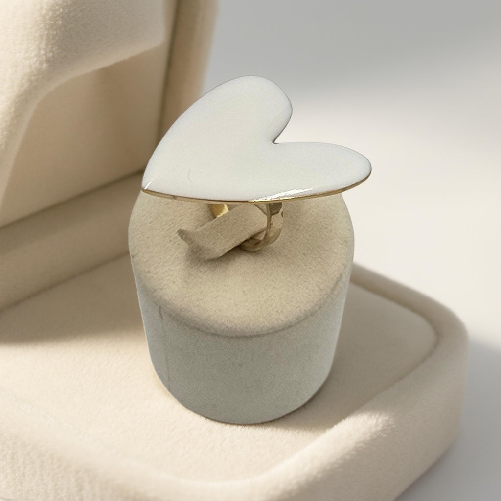 Bague LOLY Grand Cœur Dorée Émail Ajustable Acier Inoxydable | Or et Âme Bijoux