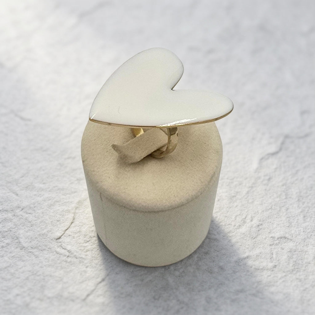 Bague LOLY Grand Cœur Dorée Émail Ajustable Acier Inoxydable | Or et Âme Bijoux