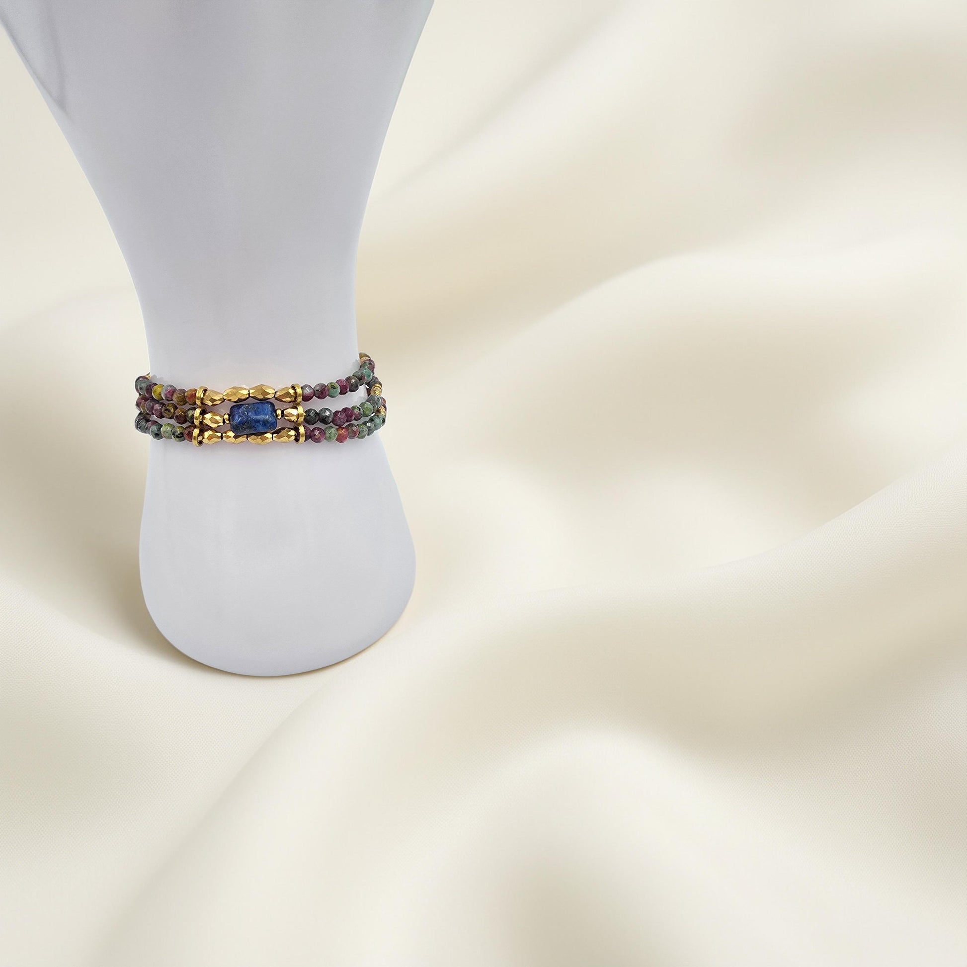 Bracelet Triple KEMI Turquoise Africaine Jaspe Sodalite Cristal de Roche | Or et Âme Bijoux