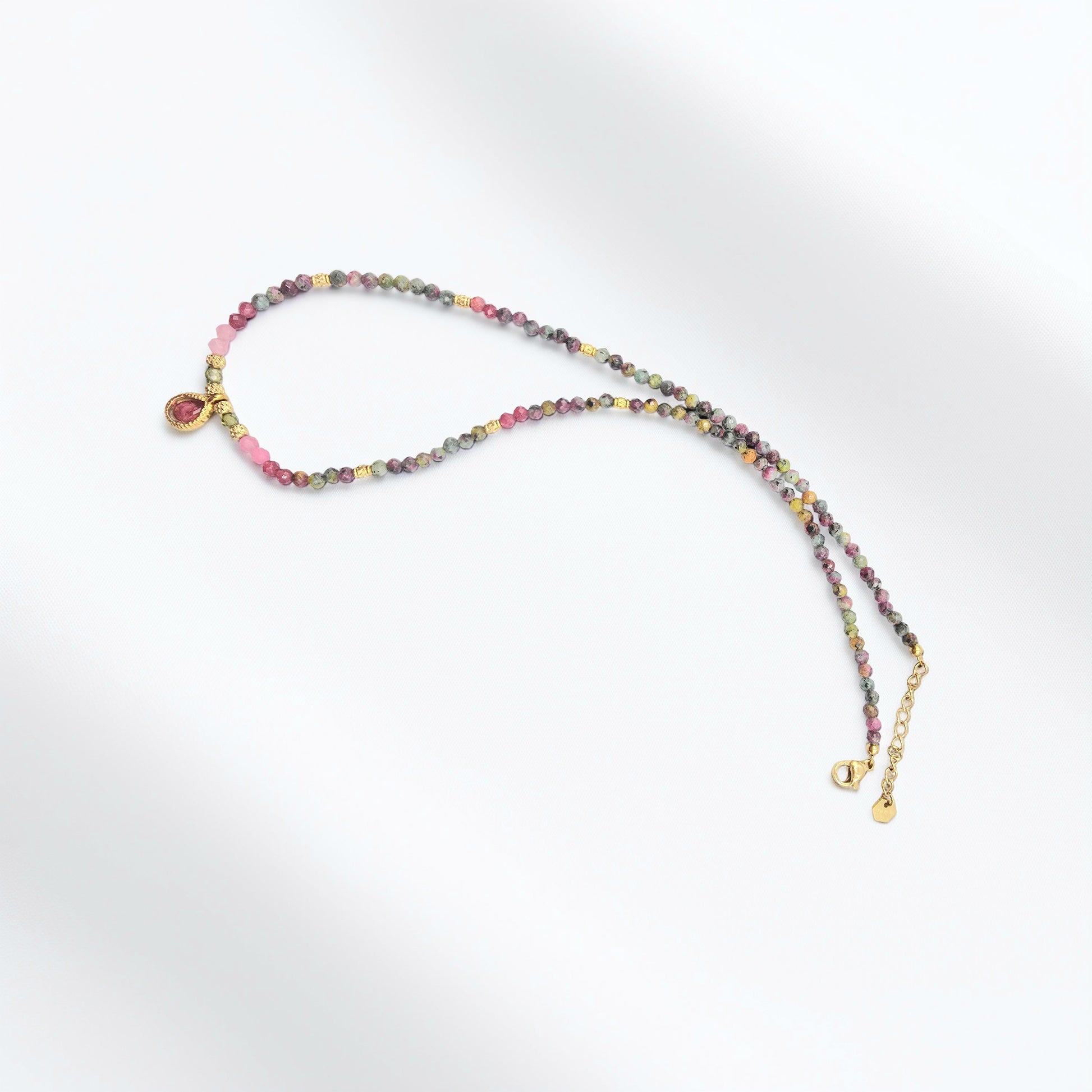 Collier HAIDI Tourmaline Colorée Oxyde de Zirconium Rose Acier Inoxydable Doré | Or et Âme Bijoux
