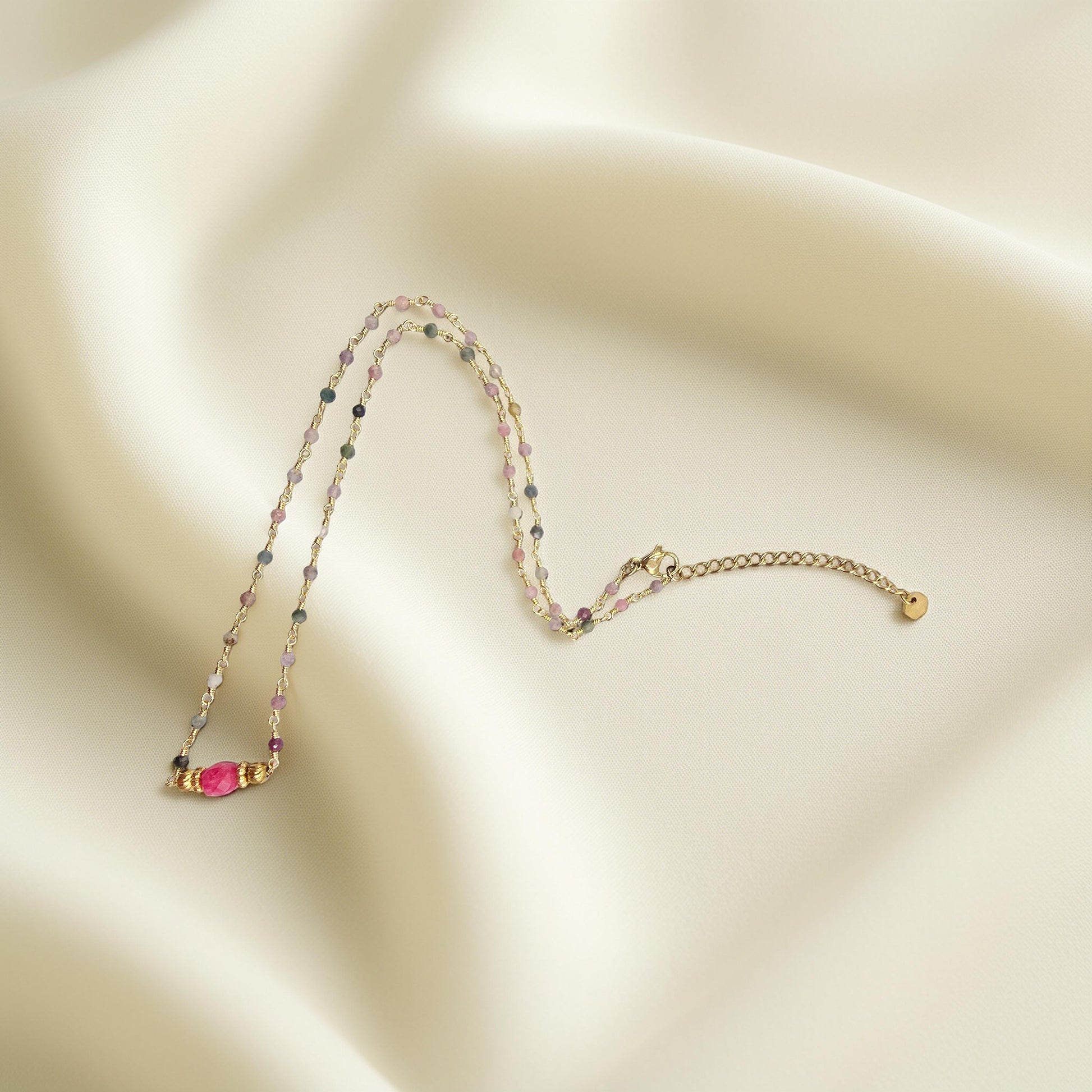 Collier MAHA Améthyste Tourmaline Acier Inoxydable Doré | Or et Âme Bijoux