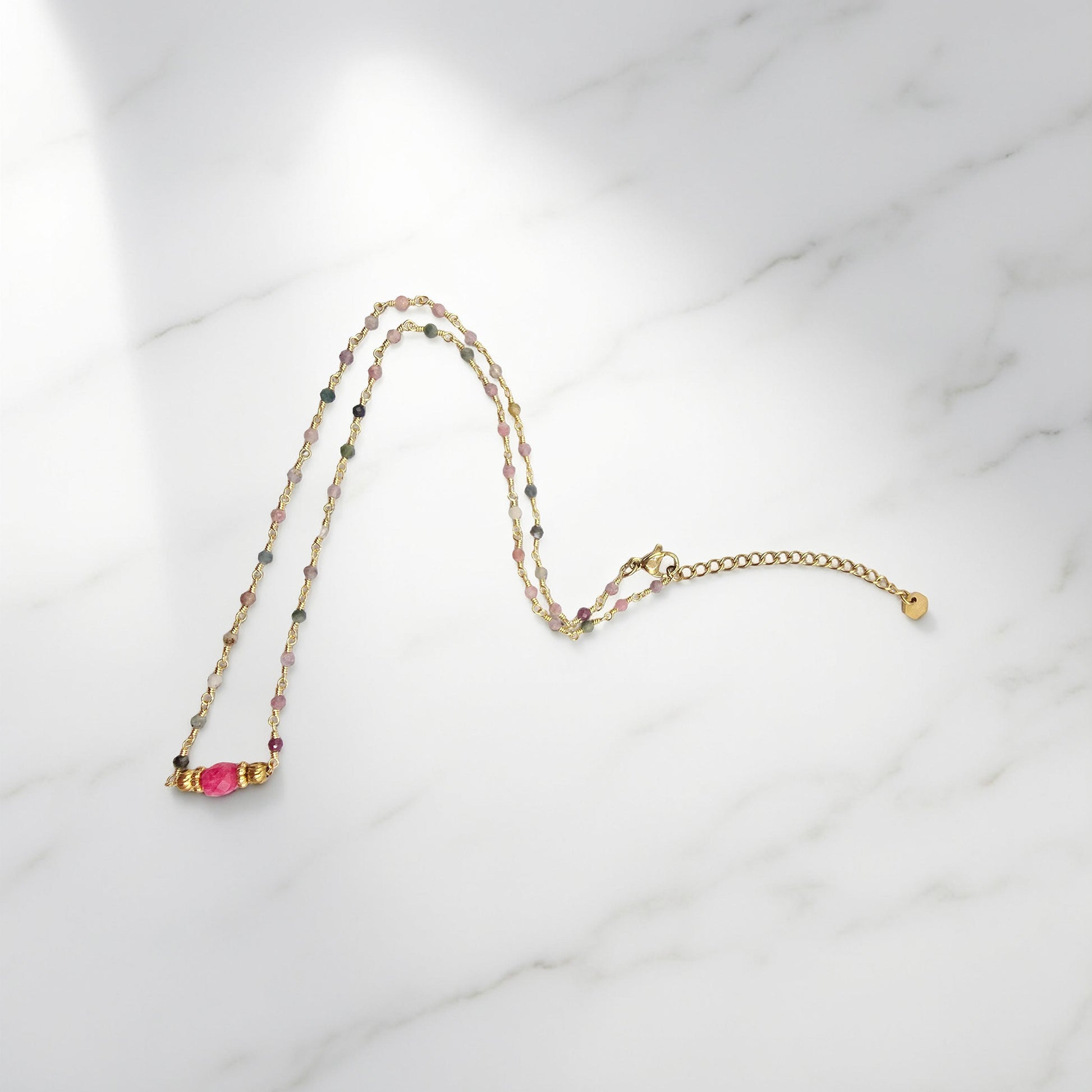 Collier MAHA Améthyste Tourmaline Acier Inoxydable Doré | Or et Âme Bijoux