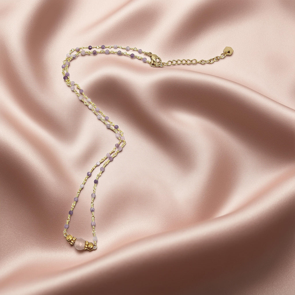 Collier MAHA Améthyste Tourmaline Acier Inoxydable Doré | Or et Âme Bijoux