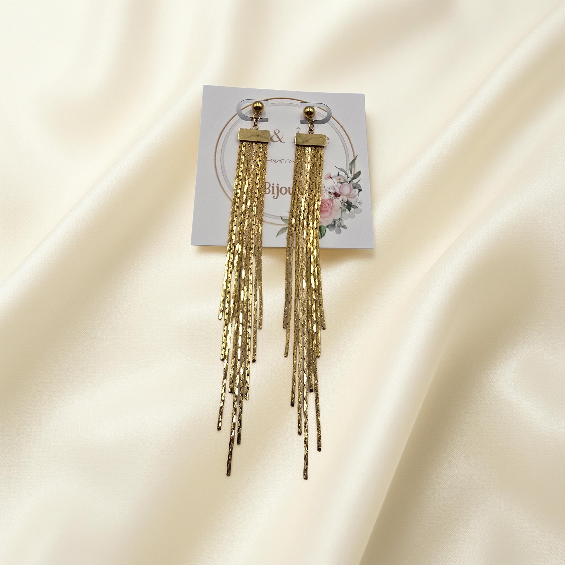 Boucles d'Oreilles TIAGO Chaînes Serpent Dorées Pendantes 12 cm | Or et Âme Bijoux