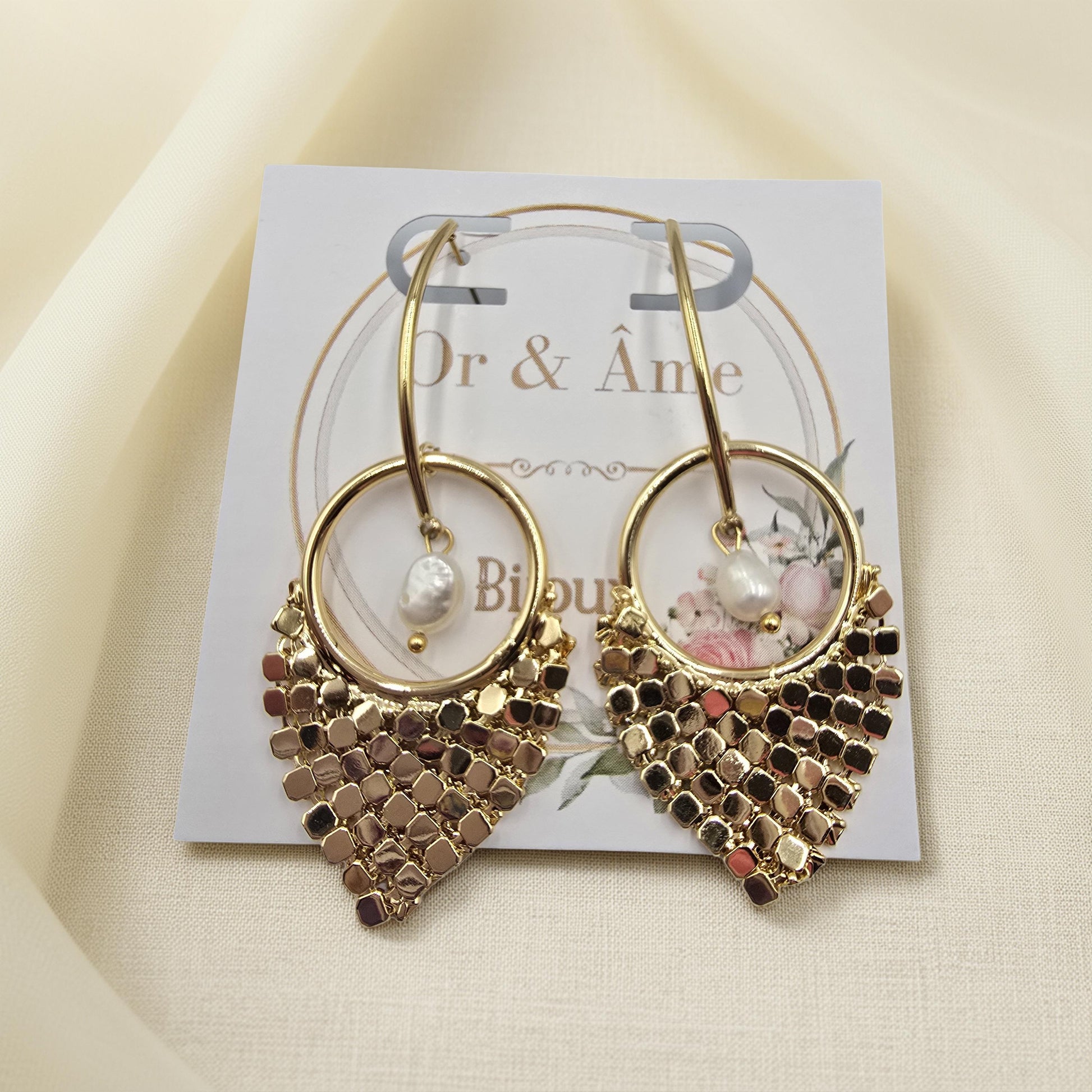 Boucles d'Oreilles LOUVIA Perles d'Eau Douce Acier Inoxydable Doré | Or et Âme Bijoux